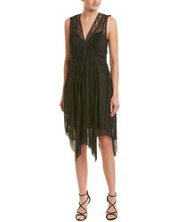 BCBGMAXAZRIA Asymmetrical Lace Shift Dress - Black