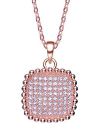 Genevive Jewelry - 18k Rose Gold Plated Cz Pendant - Lyst