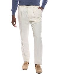 Brunello Cucinelli - Pleated Leisure Fit Linen-blend Pant - Lyst