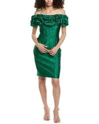 Teri Jon - Jacquard Silk-Blend Sheath Dress - Lyst
