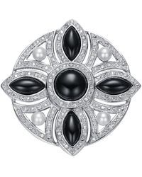 Genevive Jewelry - Silver Cz Statement Pin - Lyst