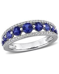 Rina Limor - 14K 1.80 Ct. Tw. Lab-Grown Diamond & Lab-Grown Sapphire Graduated Ring - Lyst
