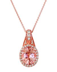 Le Vian - Le Vian 14k Strawberry Gold 2.08 Ct. Tw. Diamond & Morganite Necklace - Lyst