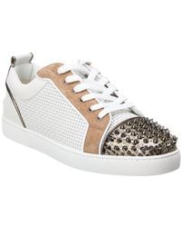 Christian Louboutin - Louis Junior Spikes Leather & Suede Sneaker - Lyst