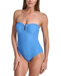 DKNY - Shirred Bandeau Swimsuit - Lyst