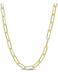 Italian Silver - 18K Over Diamond-Cut Paperclip Chain Necklace - Lyst