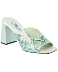 Prada - Logo Crystals Satin Sandal - Lyst
