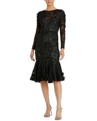 Mac Duggal - Floral Applique Long Sleeve Cocktail Dress - Lyst