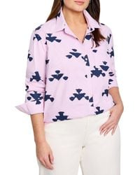 NIC+ZOE - Nic + Zoe Stamped Plus Stripe Woven Shirt - Lyst