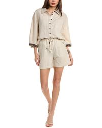 Beulah London - 2pc Linen-blend Shirt & Short Set - Lyst