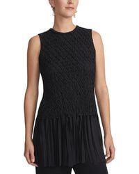 Lafayette 148 New York - Hand-Smocked Lattice Fringe Silk Blouse - Lyst