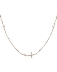 Diamond Select Cuts - 14K Rose Diamond Cross Necklace 0.06 Ct - Lyst