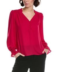 Cece - Half Placket Smocked Top - Lyst