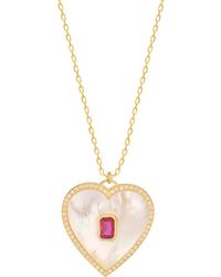 Gabi Rielle - Modern Touch Collection 14k Over Silver Pearl Cz Love Necklace - Lyst