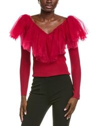Endless Rose - Mixed Media Mesh Pleated Ruffle Top - Lyst