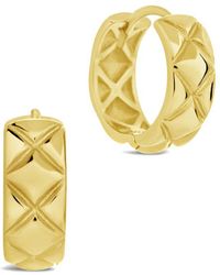Sterling Forever - 14k Plated Bridget Quilted Micro Hoops - Lyst