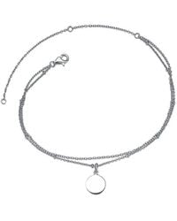 Genevive Jewelry - Silver Cz Medallion Charm Ankle Bracelet - Lyst