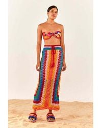 FARM Rio - Striped Scarf Crochet Midi Skirt - Lyst