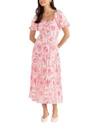 MINKPINK - Bria Puff Sleeve Midi Dress - Lyst