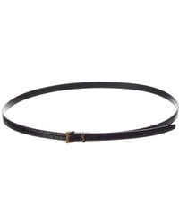 Saint Laurent - Cassandre Thin Croc-Embossed Leather Belt - Lyst