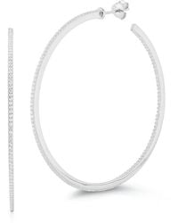 Glaze Jewelry - Silver Cz Xl Hoop Earrings - Lyst
