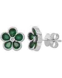 Sabrina Designs - 14K 1.34 Ct. Tw. Diamond & Emerald Flower Stud Earrings - Lyst