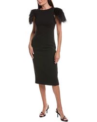 Badgley Mischka - Feather Shoulder Cocktail Dress - Lyst
