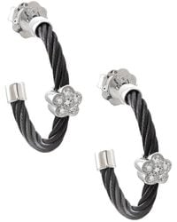 Diamond Select Cuts - Clover & Stainless Steel 0.04 Ct. Tw. Diamond Earrings - Lyst
