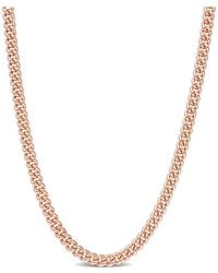 Italian Silver - 18K Rose Over Curb Link Chain Necklace - Lyst