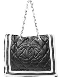 Chanel - Quilted Lambskin Leather Large Cc Chain Tote (Authentic Pre-Owned) - Lyst
