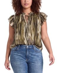 Anne Klein - Plus Ruffle Sleeve Tie Neck Blouse - Lyst