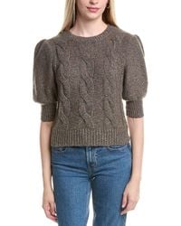Autumn Cashmere - Puff Sleeve Cable Cashmere & Wool-Blend Sweater - Lyst