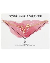 Sterling Forever - 14k Plated Cz Pisces Delicate Constellation Necklace - Lyst