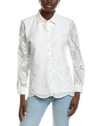 Jones New York - Scalloped Eyelet Blouse - Lyst
