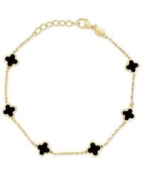 Italian Gold - 14K Onyx Station Chain Bracelet - Lyst