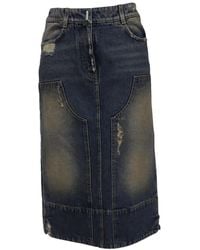 Givenchy - Distressed Low-Rise Midi Skirt, Size It (Authentic Pre-Loved) - Lyst