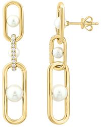 Effy Fine Jewelry - 14K 0.21 Ct. Tw. Diamond & 4-6Mm Pearl Earrings - Lyst