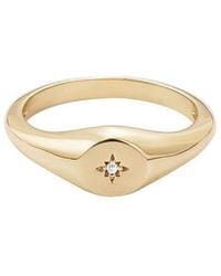 Adornia - 14K Plated Cz Starbust Signet Pinky Ring - Lyst