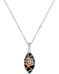 Karma and Luck - Plated Tiger Eye/ Onyx Cz Pendant Necklace - Lyst