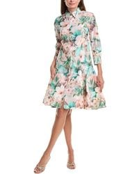 Teri Jon - Taffeta Digital Print Godet Hem Shirtdress - Lyst