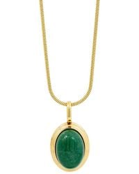Savvy Cie - Stainless Steel Aventurine Statement Necklace - Lyst