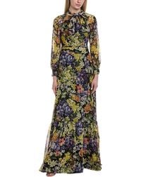 Teri Jon - Printed 3/4 Sleeve Maxi Dress - Lyst
