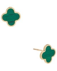 Sabrina Designs - 14K Malachite Clover Studs - Lyst