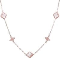 Adornia - 14K Rose Plated Cz Clover Station Necklace - Lyst