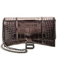 Balenciaga - Hourglass Croc-embossed Leather Wallet On Chain - Lyst