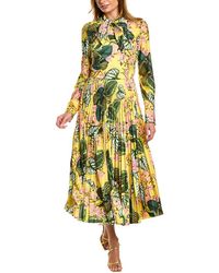 Oscar de la Renta - Mixed Botanical Jersey Silk-trim Maxi Dress - Lyst