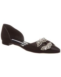 Manolo Blahnik Luanda Satin Flat - Black