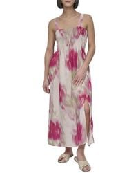 DKNY - Printed Rumple Midi Dress - Lyst