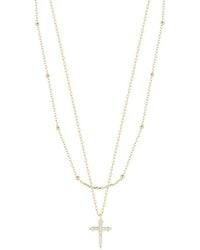 Glaze Jewelry - 14k Over Silver Cz Cross Layered Necklace - Lyst