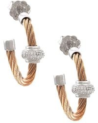 Diamond Select Cuts - Rondel & Stainless Steel 0.04 Ct. Tw. Diamond Earrings - Lyst